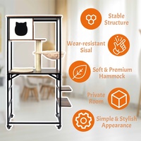 Maison pour animaux de compagnie en bois Arbre à chat Condo Intérieur Moderne Tour de chat avec poteaux à gratter en sisal