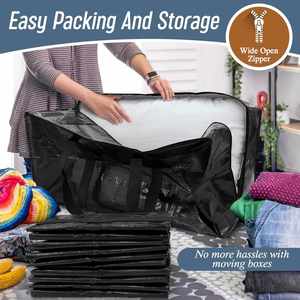 Custom Oversized Clothes Storage Shopping Foldable PP Woven Moving <b>Bags</b> With Reinforced Handles - Product Image 5