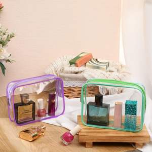 Neceser transparente Bolsa <span class=keywords><strong>de</strong></span> maquillaje cosmético aprobada por la TSA Bolsa <span class=keywords><strong>de</strong></span> viaje para llevar bolsas compatibles con la aerolínea del aeropuerto para mujeres y hombres - Product Image 6