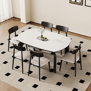 Mesa de comedor ovalada minimalista de madera maciza con diseño de patas de elefante para uso doméstico - Product Image 2
