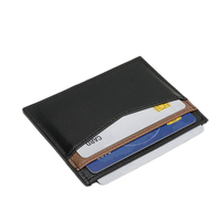 Portefeuille fin et minimaliste en cuir avec protection RFID pour cartes de crédit, format court pour poche avant, pour hommes et femmes