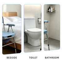 Chaise de toilette pliante en acier inoxydable avec accoudoirs, réglable sur 5 niveaux, pour personnes âgées et handicapées