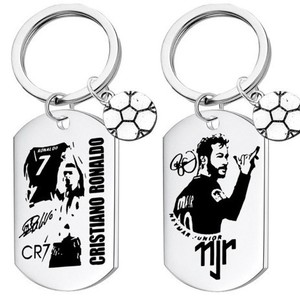 Hot Sale Sports for Football Titanium Steel Keychain Soccer Ball Charm Pendant Promotional Gift Engravable