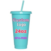 Gobelet en plastique coloré personnalisable avec logo, 24 oz, réutilisable, sans BPA, grande capacité 710 ml, pour festivals, fêtes à la piscine, rassemblements