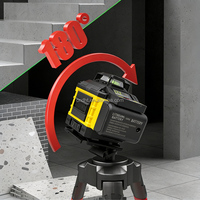 Niveau laser industriel 16 lignes à faisceau vert, portée 50m, en aluminium, 4D 360° rotatif, auto-nivelant avec batterie au lithium