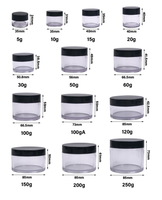 3ml-250ml Bocaux cosmétiques cylindriques en plastique Petg 10g Bocal Petg double paroi 10ml Ps Ps pots de crème cosmétique transparents avec couvercles noirs