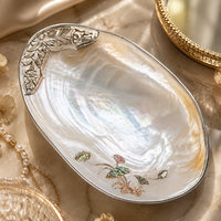 Plateau de luxe en nacre avec incrustation de lotus, assiette décorative, organisateur de bijoux, décoration d'intérieur, centre de table