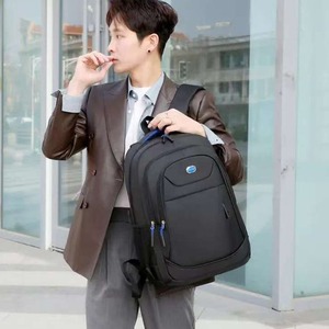 Lingzhi Kangaroo 8071 <b>Backpack</b> <b>Black</b> Large Capacity Business Travel Laptop Bag For <b>Men</b> Solid Color Polyester Lining 10 Inches - Product Image 4