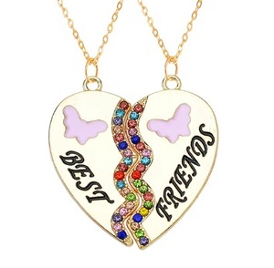 Moda creativa mejor amigo Arco Iris collar colorido esmalte mariposa corazón collar amistad BFF collar - Product Image 4