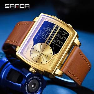 นาฬิกาข้อมือดิจิตอลควอตซ์ Sanda 6163 รุ่นใหม่ สำหรับผู้ชาย สายสแตนเลสและหนัง  กันน้ำ  แบบสปอร์ต สำหรับ Reloj - Product Image 1