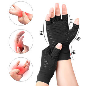 Guantes de mano para <span class=keywords><strong>artritis</strong></span> de compresión de cobre sin <span class=keywords><strong>dedos</strong></span> para mujeres y hombres, alivio del dolor y curación para la <span class=keywords><strong>artritis</strong></span>, túnel carpiano - Product Image 3