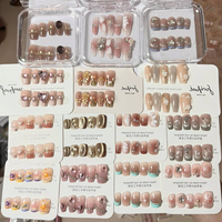 Uñas Acrílicas Hechas a Mano al por Mayor, 10 Piezas, Uñas Acrílicas Cortas y Cuadradas, Pintadas a Mano, Reutilizables, de Alta Calidad, Uñas Postizas