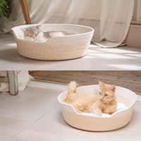 Panier surélevé pour chat avec coussin, lit pour animaux de compagnie mignon pour chats et chiens d'intérieur, lit pour chaton pour chats moyens et grands, cadeau