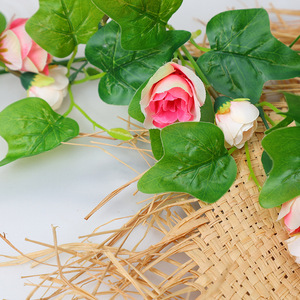 Guirlande de roses artificielles 36 têtes en plastique et soie, haute simulation, pour décoration murale de mariage - Product Image 2