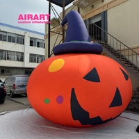 Boules de citrouille gonflables décoratives publicitaires, citrouilles gonflables d'Halloween avec chapeaux