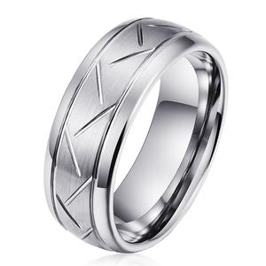 8mm Tungsten <strong>Ring</strong> Vintage Silver Groove Anti-Tarnish Punk Luxury Hip Hop Fashion <strong>Rings</strong> Gift for <strong>Men</strong> Jewelry - Product Image 5