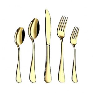 Lot de 5 couverts de mariage modernes en acier inoxydable 304 robuste avec finition poli miroir, comprenant couteau à steak, fourchette et cuillère - Product Image 2