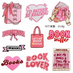 Patch brodé thermocollant rose pour filles, motif cœur, slogan anglais 'Read Book', pour vêtements, sacs et accessoires - Product Image 4