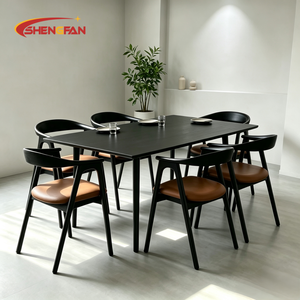 Sedie da Pranzo di Lusso in Stile Nordico, Struttura in Legno di Frassino Nero con Braccioli, Rivestimento in PU per Hotel e Appartamenti - Product Image 6