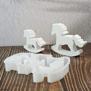Early Riser S1641 Seesaw Horse Combinaison Ornement Ensemble Décoration Ciment Plâtre Moule DIY Silicone Moule pour la Fabrication Artisanale - Product Image 2