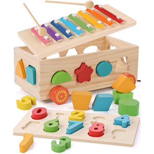 Cubo de Madera para Clasificar Formas con Rompecabezas de Números y Juguete de Actividades con Martillo para Niños Pequeños, Regalo Educativo de Aprendizaje Temprano para Niños - Product Image 1
