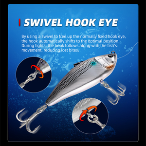 Honoreal Leurre de pêche Minnow Plug Jerkbait dur 140mm 51g 0-1m Flottant avec 6 hameçons, anneaux, billes et émerillon rotatif - Product Image 3