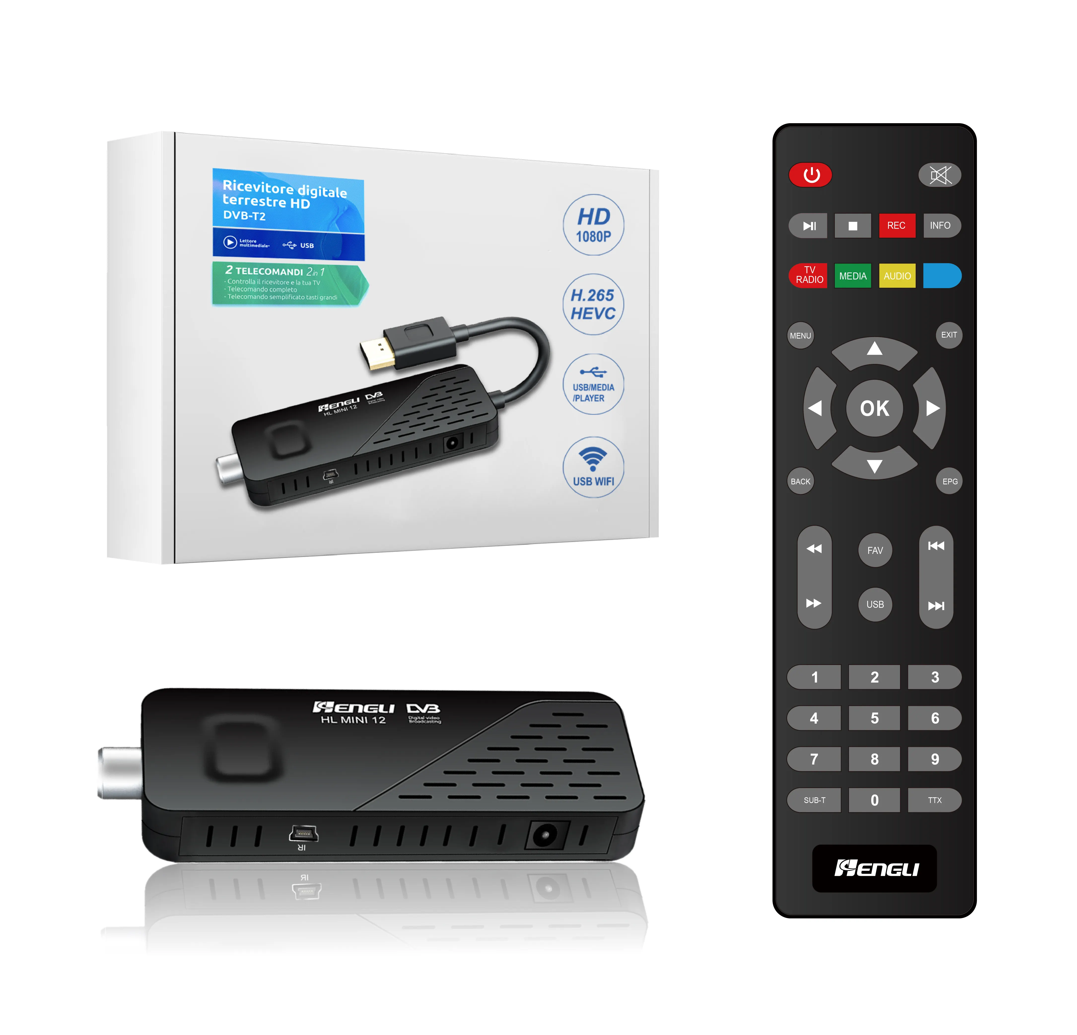 جهاز فك التشفير Dongle H.264 H.265 TV عصا hevc عالية الدقة وp مع youtube tiktop box OEM Hengli