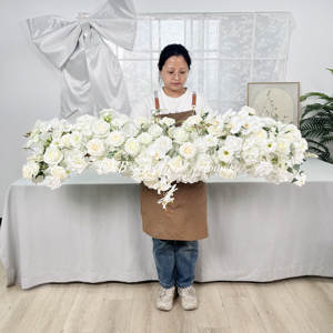 Suministros de decoración para eventos de boda corredor de flores blancas corredor de pasillo de flores para decoración de eventos - Product Image 6