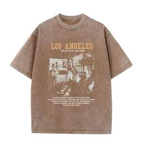 เสื้อยืดโอเวอร์ไซส์ผู้ชาย OEM ผ้าฝ้ายแท้ 100% เนื้อหนา พิมพ์ลาย DTG พร้อมโลโก้ เสื้อยืดสไตล์วินเทจฟอกสีหิน แบบสั่งทำพิเศษ - Product Image 1