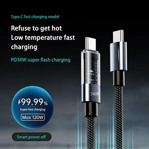 240W Nylon <span class=keywords><strong>USB</strong></span> Kép Loại C Siêu Nhanh Sạc Cáp LED Hiển Thị Kỹ Thuật Số <span class=keywords><strong>USB</strong></span> C Sạc Dây Dữ Liệu Cho Iphone Samsung Xiaomi - Product Image 6