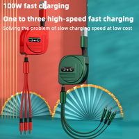 Best-seller Câble de Charge USB 3 en 1 5A 100W Charge Rapide Scalable Portable Micro USB Type C Câble de Charge