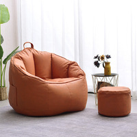 Fauteuil pouf en cuir souple rembourré de mousse, rose, pour chambre à coucher, canapé paresseux individuel pour salon avec repose-pieds, vente en gros