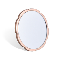 Motif de fleurs personnalisé de couleur rose Logo en relief de style chinois CMJN Impression UV Miroir de poche simple face