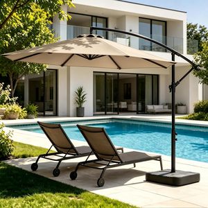 Sombrilla de Patio Cantilever de 3 Metros con Base Incluida, Sombrilla de Patio para Exteriores con Giro de 360 Grados °   Rotación e Inclinación Infinita - Product Image 4