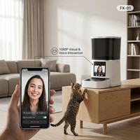 Distributeur automatique de nourriture pour animaux de compagnie FX-01 avec écran LCD, caméra HD 1080P, contrôle par application et double alimentation