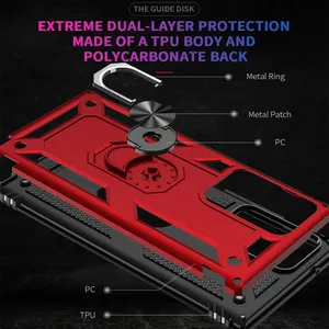 Coque de protection antichoc pour Samsung Galaxy S24 S23 S22 Ultra S21 <span class=keywords><strong>S20</strong></span> <span class=keywords><strong>FE</strong></span> S10 S9 S8 Plus Note 20 10 <span class=keywords><strong>5G</strong></span> avec anneau métallique - Product Image 2