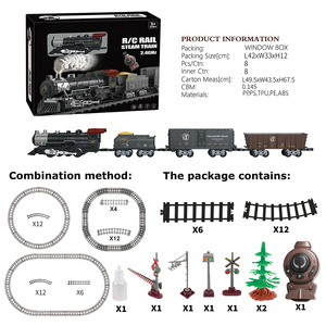 スモークとサウンドクラシックスタイルDiyトラックリモコンおもちゃトレインセット - Product Image 4