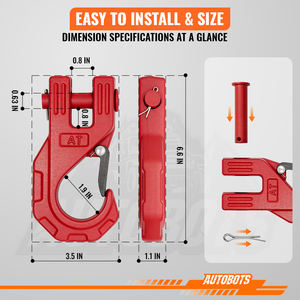 ตะขอเกี่ยวรถบรรทุกสำหรับงานกู้ภัย AUTOBOTS 20 ตัน ขับเคลื่อน 4 ล้อ สำหรับใช้งานนอกถนน ผลิตจากเหล็กอัลลอยด์ ขึ้นรูปด้วยวิธีการตีขึ้นรูปแบบ Drop Forged พร้อมห่วงคล้องแบบ Tactical Clevis สำหรับรถพ่วง - Product Image 3