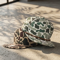Casquette Snapback Vintage Unisexe à 5 Panneaux avec Logo Brodé Camouflage et Corde Personnalisé pour Fête de Mariage