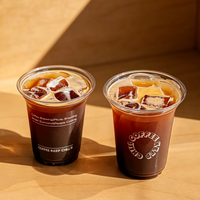 Gobelets jetables transparents en PET de 12oz, 16oz, 32oz avec couvercles et pailles, personnalisables avec logo imprimé pour café et boissons