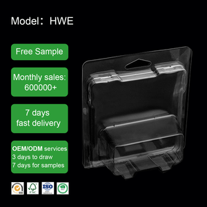 Empaque de Plástico Transparente Personalizado con Tapa de Concha Plegable en Tres Partes y Tarjeta Insertable para Empaquetar Juguetes y Pegatinas - Product Image 1