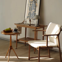 Chaise de salle à manger de style nordique vintage avec assise en cuir et bois de caoutchouc, coussin en velours d'agneau, meubles élégants pour salle à manger