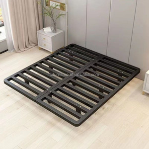 Low Cost Hotel <b>Bed</b> <b>Frame</b> King Size Black Metal <b>Platform</b> <b>Bed</b> Base with Slats for 3 Star Hotels - Product Image 1