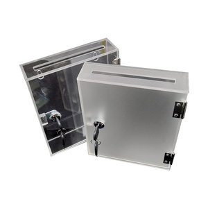 Boîtes de recyclage murales ultra-minces en acrylique transparent dépoli pour reçus, petits tickets, tickets de rejet et documents, avec <span class=keywords><strong>serrure</strong></span> - Product Image 5