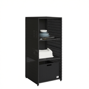 Armario de Almacenamiento Exterior Rcc, 19.7x21.7x45.3, Negro, Poliratán, Tres Niveles, Resistente al Agua, para Patio - Product Image 1