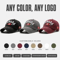 Casquette de baseball vintage lavée en coton avec broderie personnalisée feuille d'érable, style sportif, visière incurvée réglable, streetwear unisexe pour l'extérieur