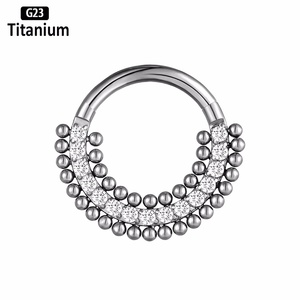 Piercing <span class=keywords><strong>Helix</strong></span> in Titanio G23 ASTM F136 Placcato <span class=keywords><strong>Argento</strong></span> con Sfera di Zirconia, Anelli per Septum, Capezzolo, Conchiglia, Cartilagine, Trago, Naso per Bambini - Product Image 5