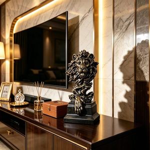 Artesanía <span class=keywords><strong>de</strong></span> resina Decoración del hogar <span class=keywords><strong>Rey</strong></span> Cabeza <span class=keywords><strong>De</strong></span> León Cabeza <span class=keywords><strong>de</strong></span> animal pintada a mano Escultura <span class=keywords><strong>de</strong></span> resina - Product Image 4