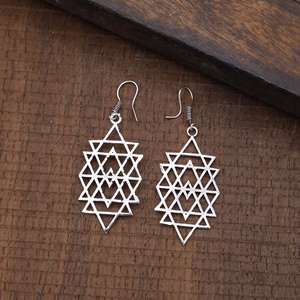 New Arrival Handmade Sterling Silver Sri Yantra Tribal Geometric <b>Hoop</b> <b>Earrings</b> <b>Fashionable</b> Wedding Party Gift Jewelry for Women - Product Image 5