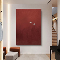 Oiseau élégant en vol peinture à l'huile peinte à la main sur toile rouge peinture abstraite oiseaux peinture moderne mur Art décor à la maison Art